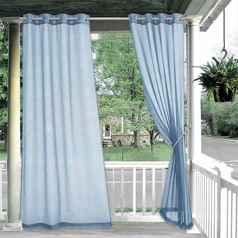 Outdoor Finished Waterproof Curtain Modern Simplicity Style for Patio Veranda Porch Transparent Lace Fabric Outdoor Living Space