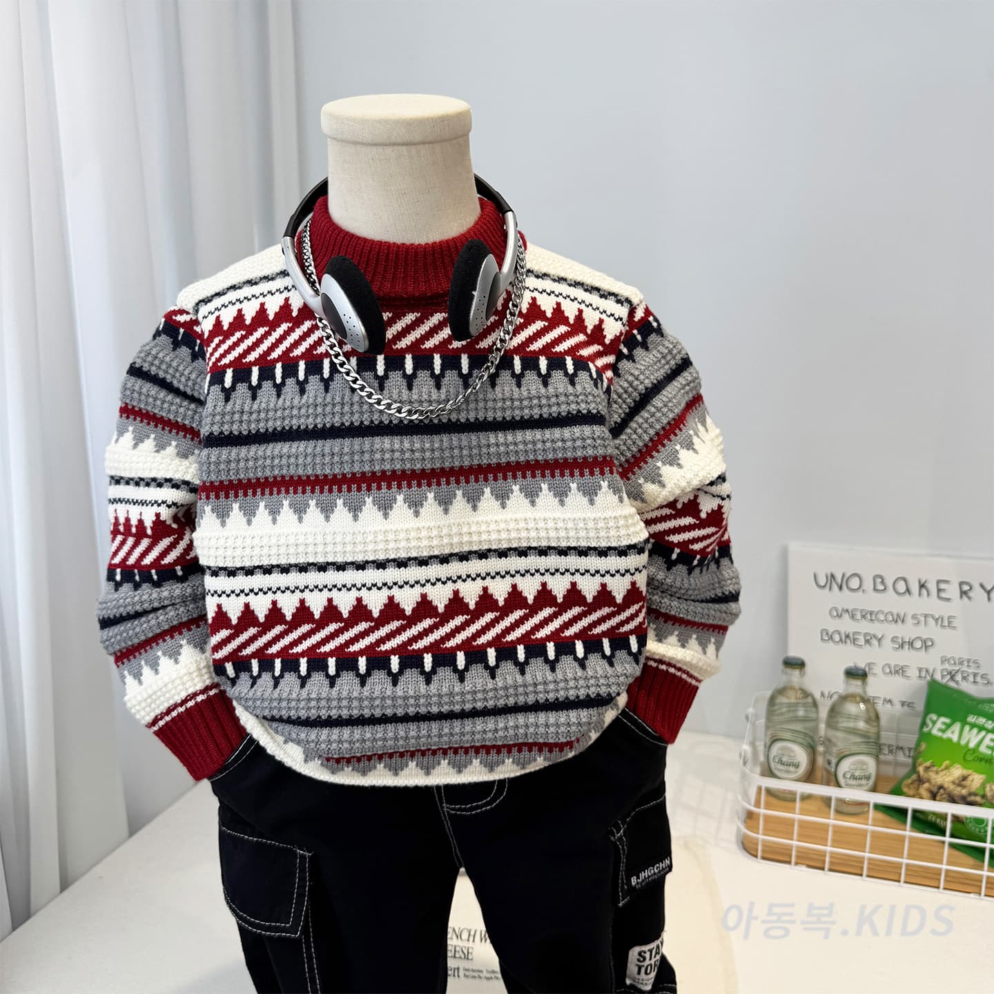 Boys Striped Knit Sweater Autumn Winter 2026 Cross-Border New Children's Casual Knit Top Stylish Cool Sweater