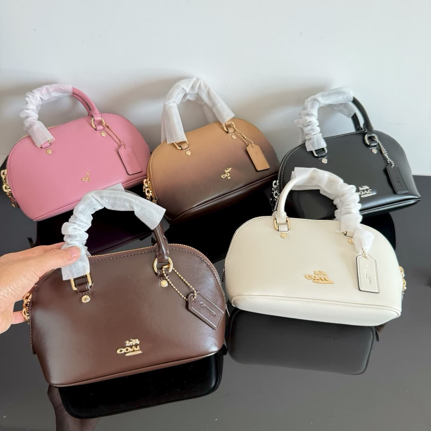 2026 Spring New Coach Lara Gradient New Color Waxed Leather Fashion Shell Bag Vintage Crossbody Women's Bag