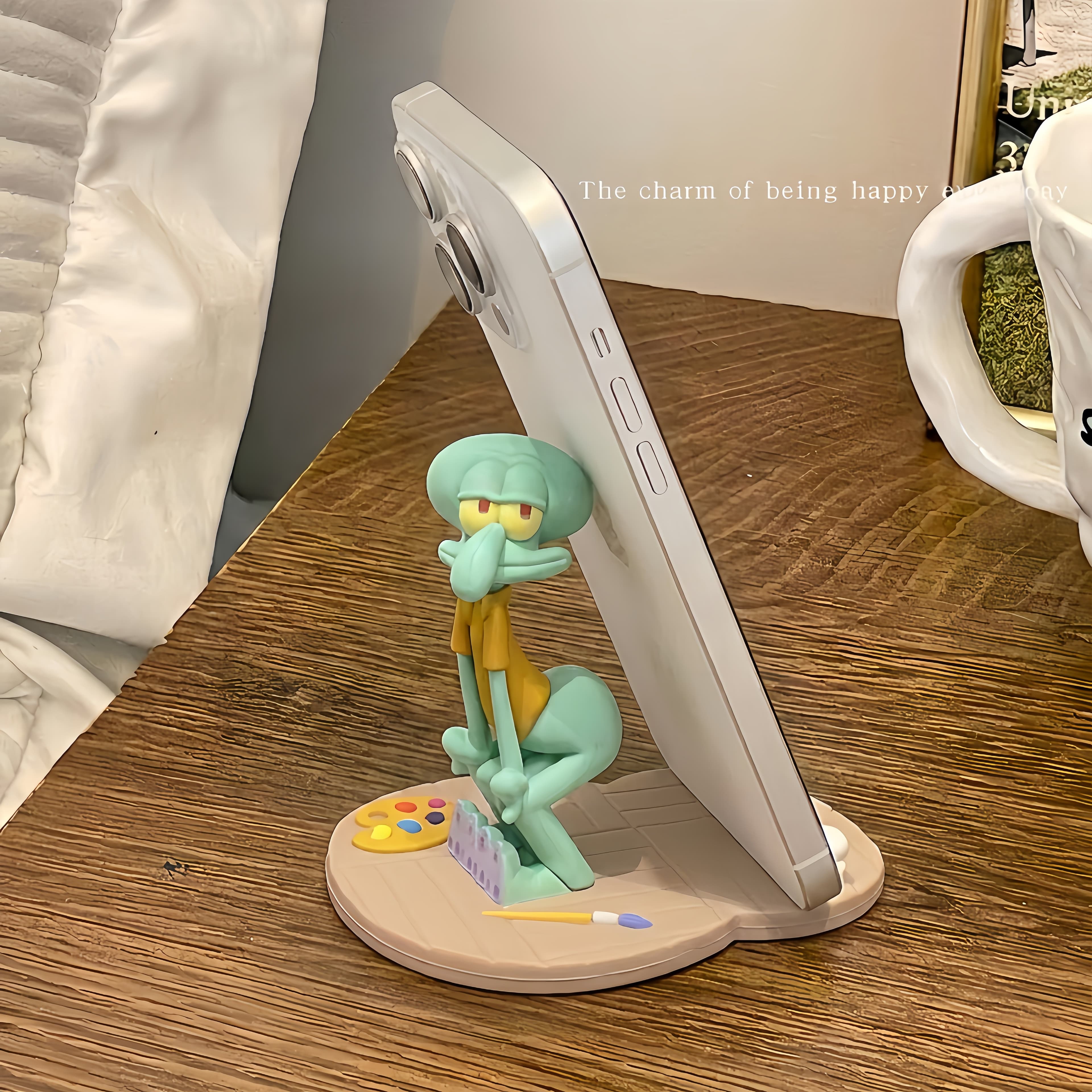 Creative Cartoon Squidward Mobile Phone Stand Desktop Lazy Stand Cute Niche Personalized Mobile Phone Holder Ornament