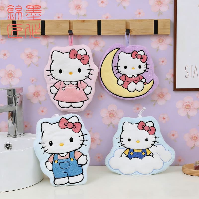 Cartoon Kitchen Hand Towel, Hanging Cute Coral Fleece Towel, Thickened, Absorbent, Lint-Free Hand Drying Towel