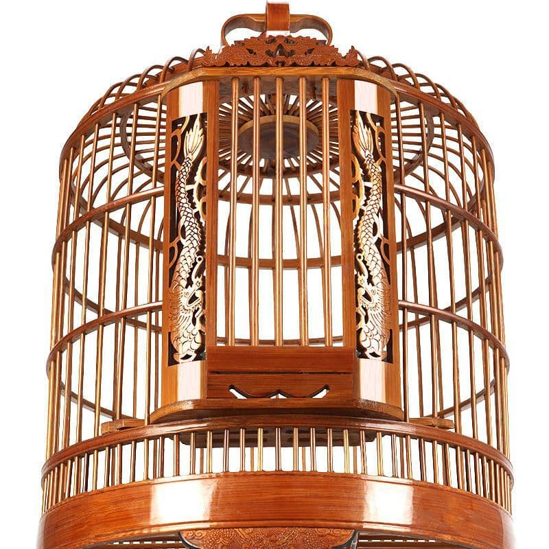 Yilong Old Bamboo Large Round Bird Cage Full Set, Wholesale for Myna, Hill Myna, Parrot, and Thrush