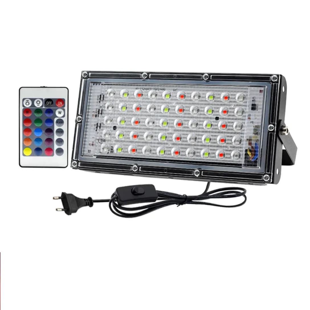Cross-border European standard plug switch with RGB color light 50W 100 US standard 110V with remote control IP65 remote control color effect