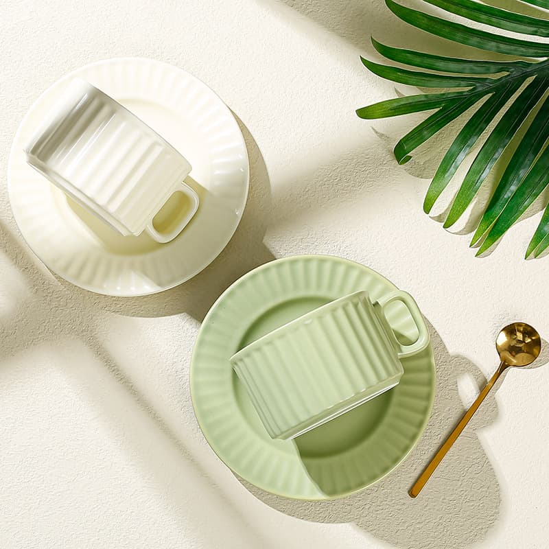 Milky white high-value coffee cup ceramic mug home afternoon tea cup and saucer set Nordic ins couple water cup