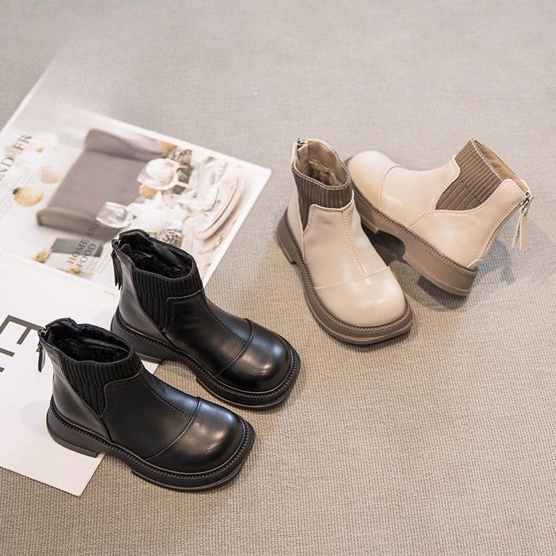 Children's Martin Boots 2025 Autumn/Winter New Girls Short Boots Soft Sole Single Boots Fleece-Lined Warm Cotton Boots Anti-Slip Leather Boots