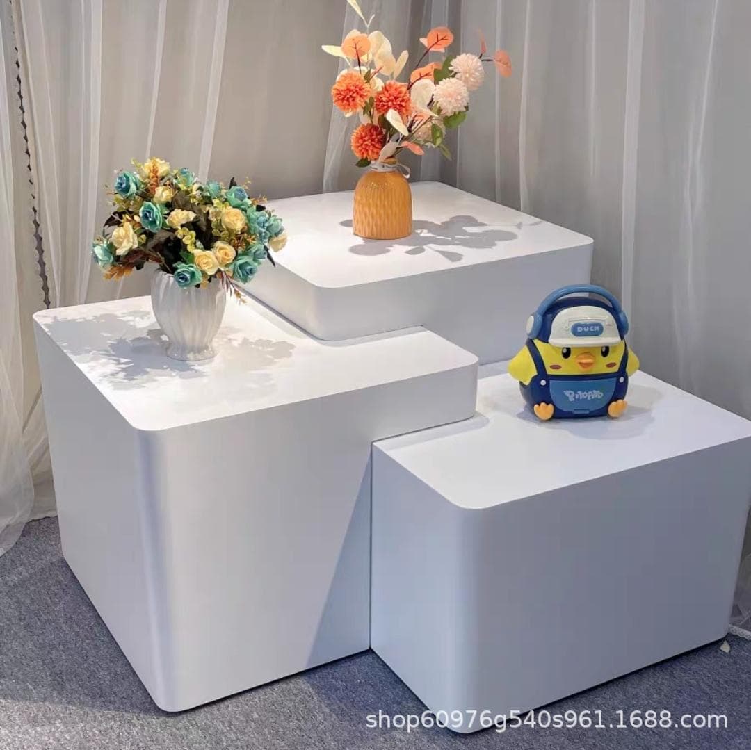 Square round hexagonal display stand wooden paint high and low display cabinet product floor display rack shopping mall display cabinet