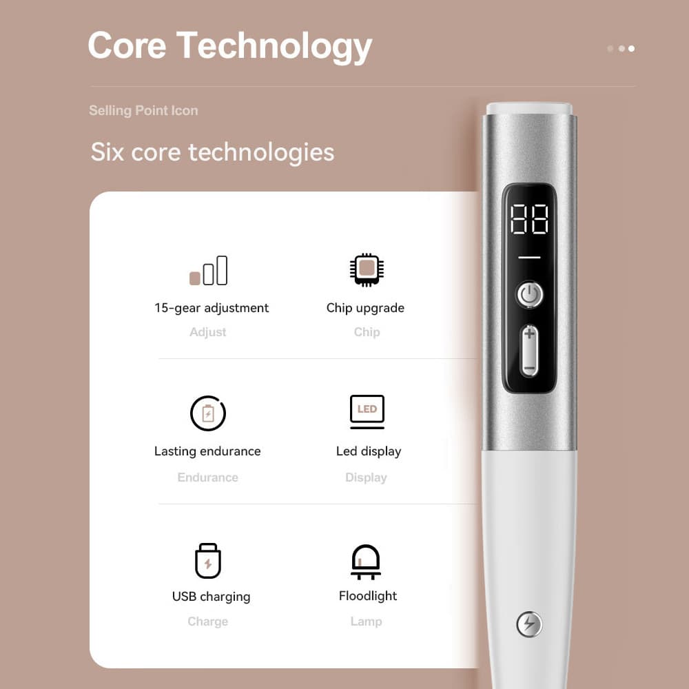Cross-border new 15-level beauty pen, home mole removal pen, LED display illumination, home electric spot scanning pen, spot removal device