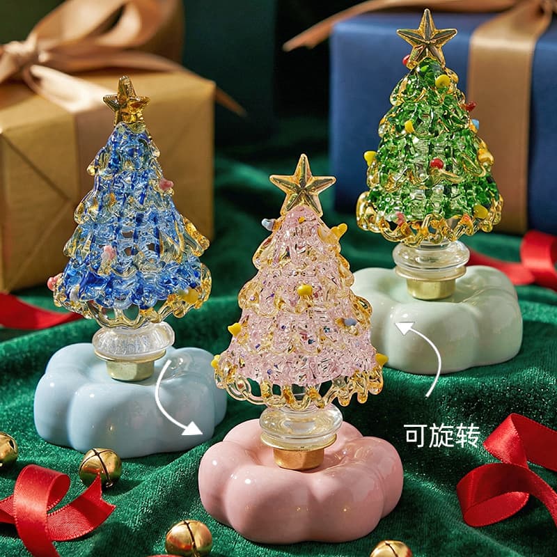 Rotating Christmas Tree Ceramic Ornament 6.5cm Handcrafted Brushed Finish Christmas Decoration Creative Gift Factory Direct