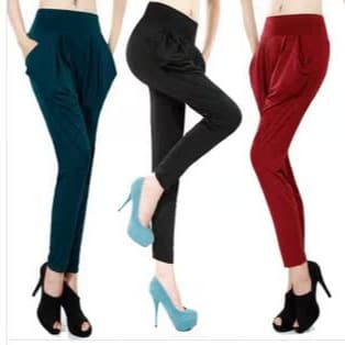 Korean-style candy color leggings, bamboo charcoal milk silk, plus size, opaque, 9/10-length harem pants, casual pants, slimming high waist
