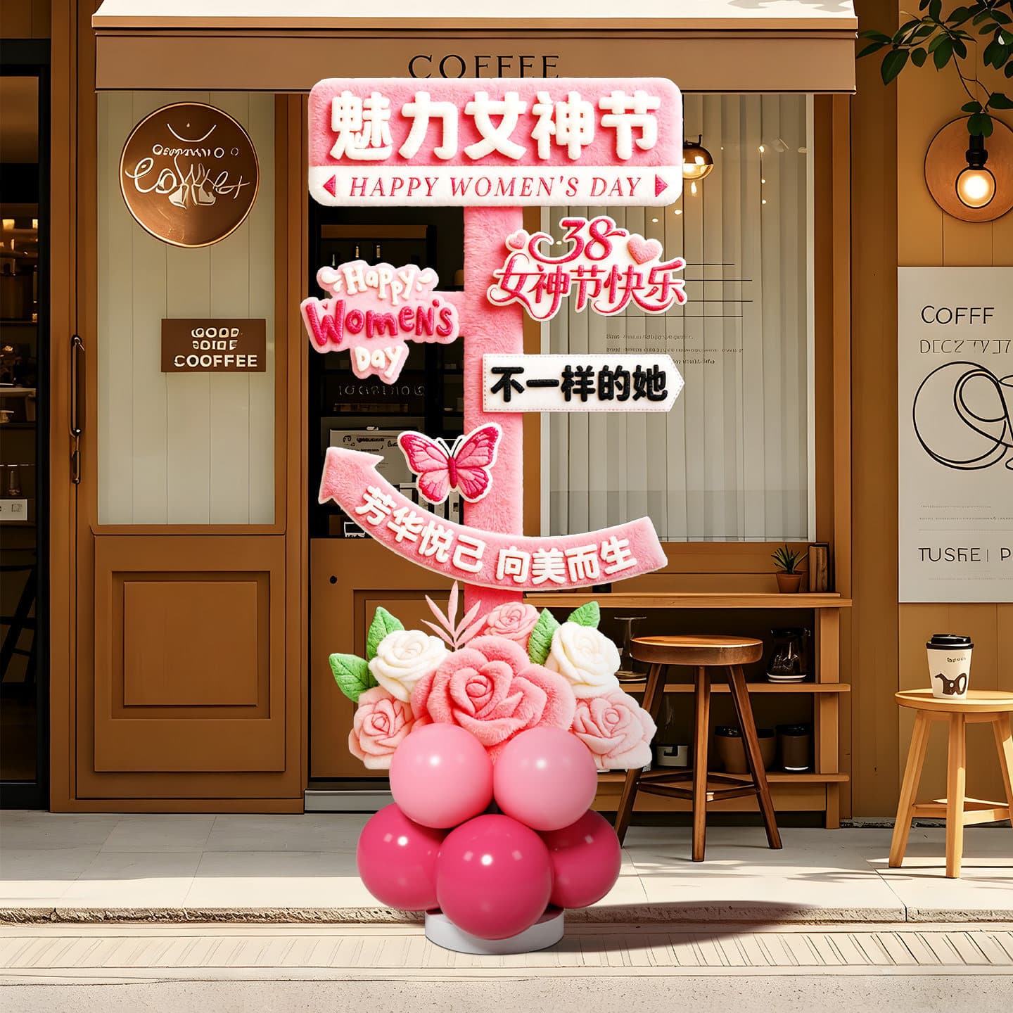 Women's Day Atmosphere Decoration 38 Goddess Scene Decoration Kt Board Photo Event Props Check-In Balloon Stand