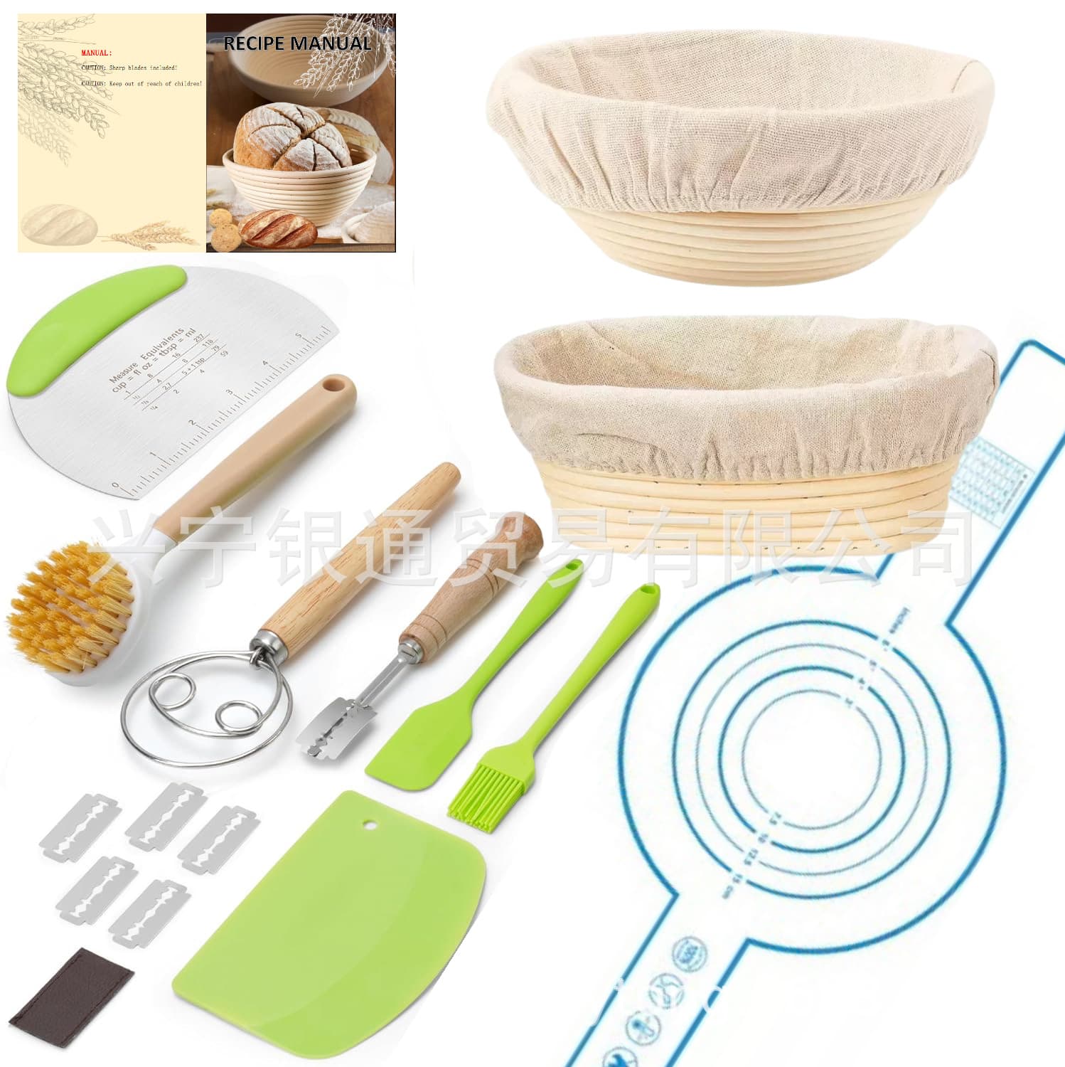 Amazon Best-Selling European Natural Proofing Basket Baking Mat Oil Brush Dough Scraper Sourdough Bread Baking Kit