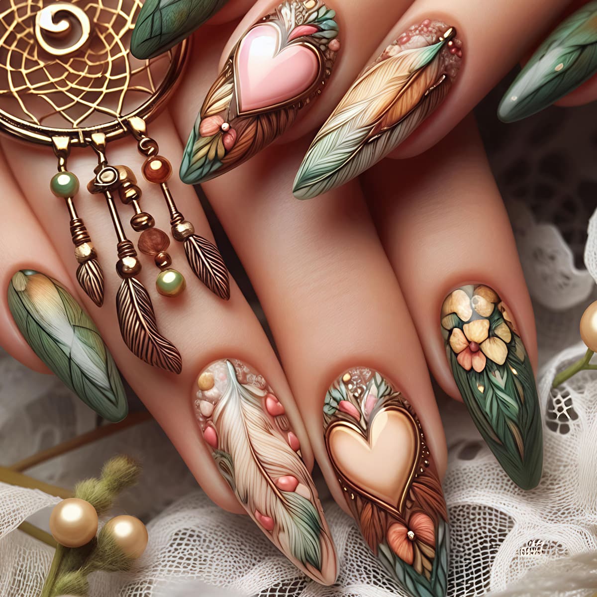 French Heart Nail Tips Cross-border Fake Nail Stickers Handmade Wearable Nail Tips Wholesale Press on Nails