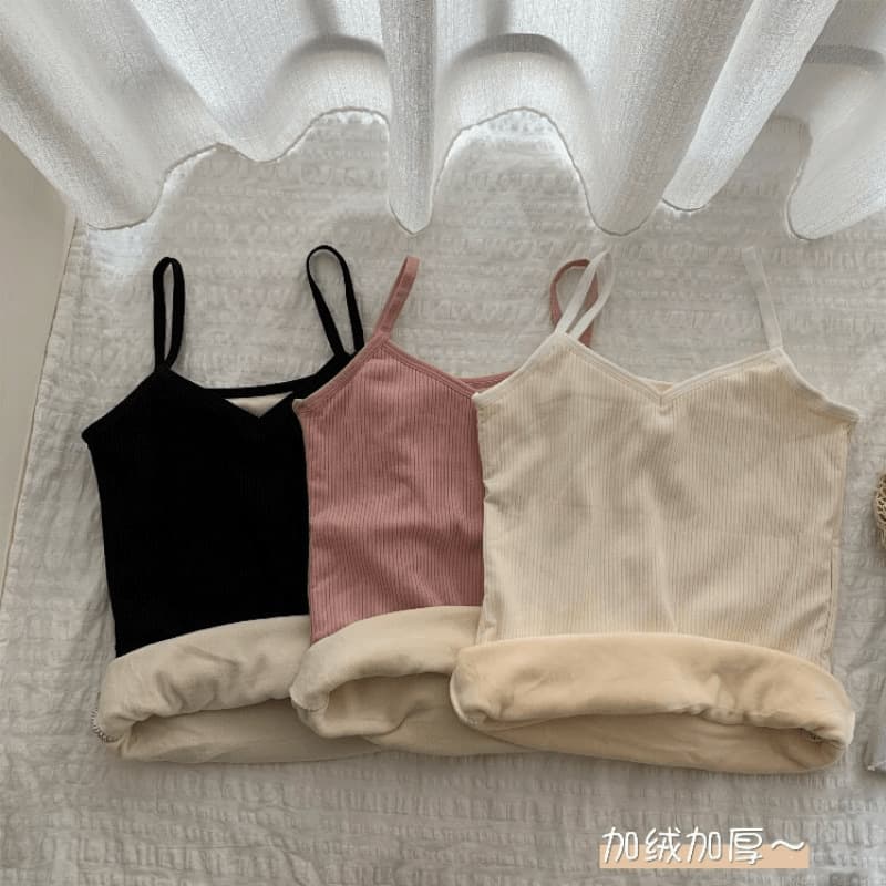 Autumn and winter warm vest, camisole, underwear, student fleece-lined, thickened, slim-fitting, sleeveless vest top, warm vest