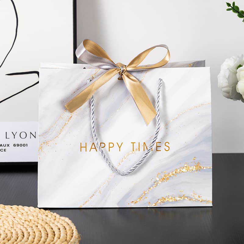 New Luxury Valentine's Day Gift Bag Marble Pattern Handbag Marble Pattern Gift Bag Clothing Store Paper Bag