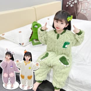 Baby Fleece Bodysuit for Spring/Autumn/Winter, Flannel Pajamas for Boys and Girls, Thickened Children's Cotton Fleece Sleep Sack
