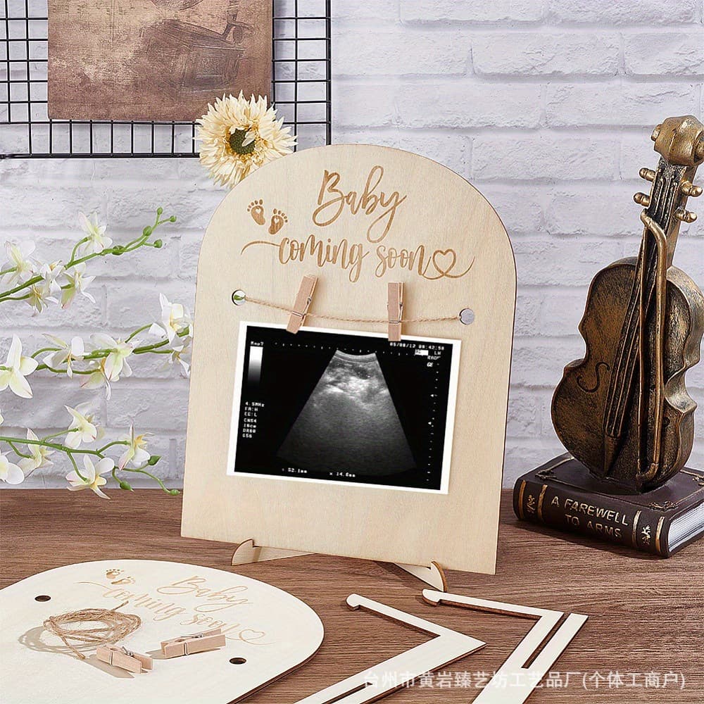 New Cross-Border Wooden Baby Ultrasound Memorial Photo Frame Newborn Birth Sign Desktop Stand Decorative Ornament