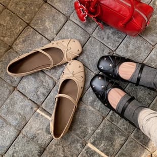 French Bow Rivet Ballet Flat 2026 New Elastic Band Shallow Mouth Mary Jane Shoes
