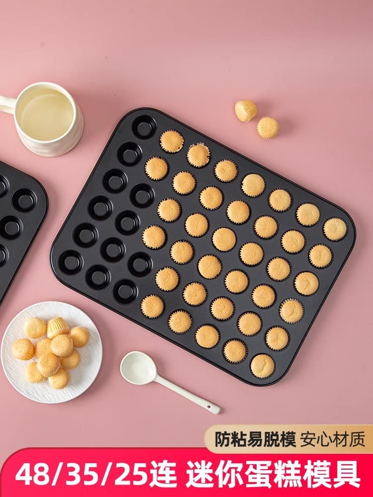 Mini Cake Mold Baking Pan 48-Cup Muffin Cake Doughnut 35 Small Cupcake Pan 25 for Oven Baking