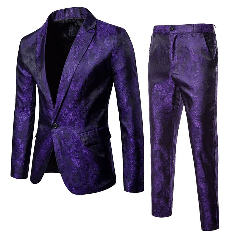 2026 New Men's Paisley Pattern Suit Set Nightclub One-Button Men's Suit Two-Piece Set