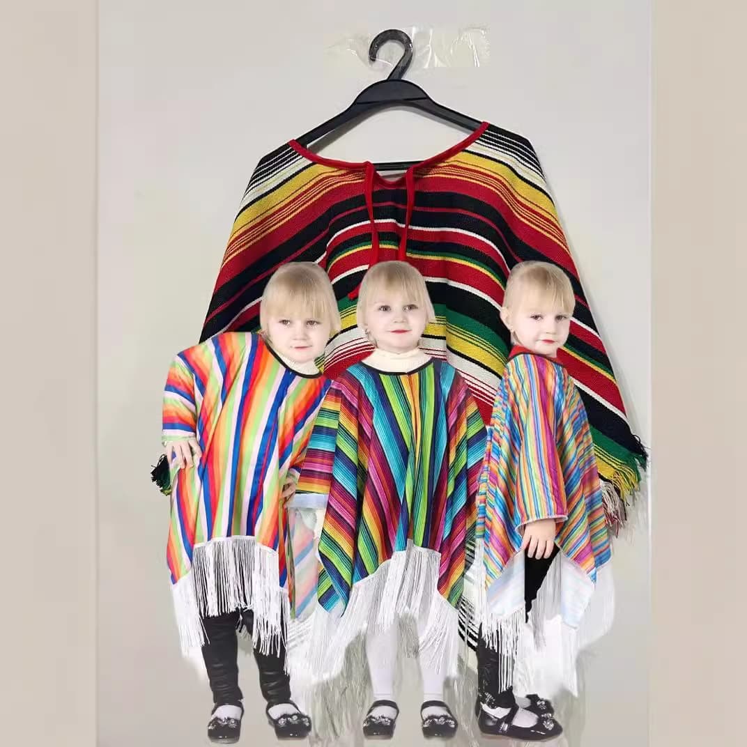 Halloween children's Mexican costumes, Mexican ethnic style capes, Mexican-style capes, fun