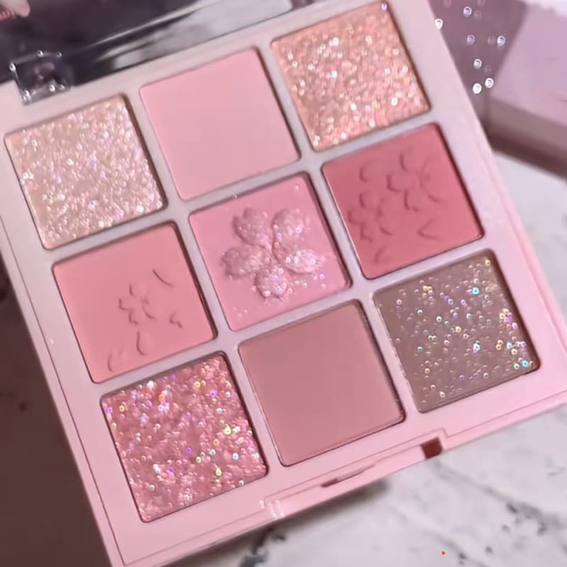 Kapel Sakura Nine-Color Eyeshadow Palette Fine Shimmer Pearl Long-Lasting Nine-Pan Pure Desire Pink Eyeshadow Palette