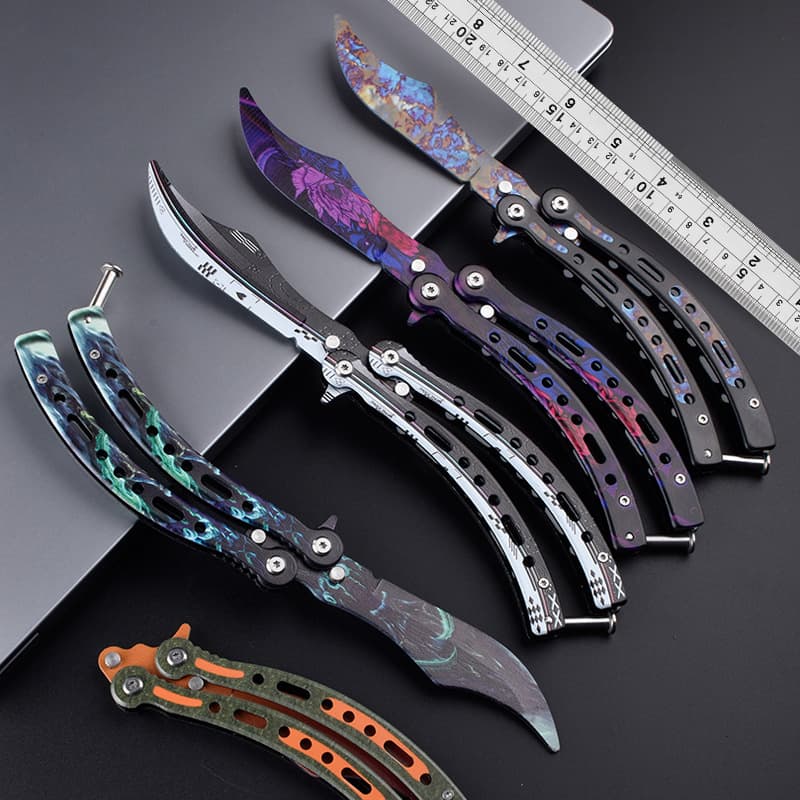 Safety Butterfly Knife Classic CSGO Folding Practice Trainer Unsharpened Steel Balisong