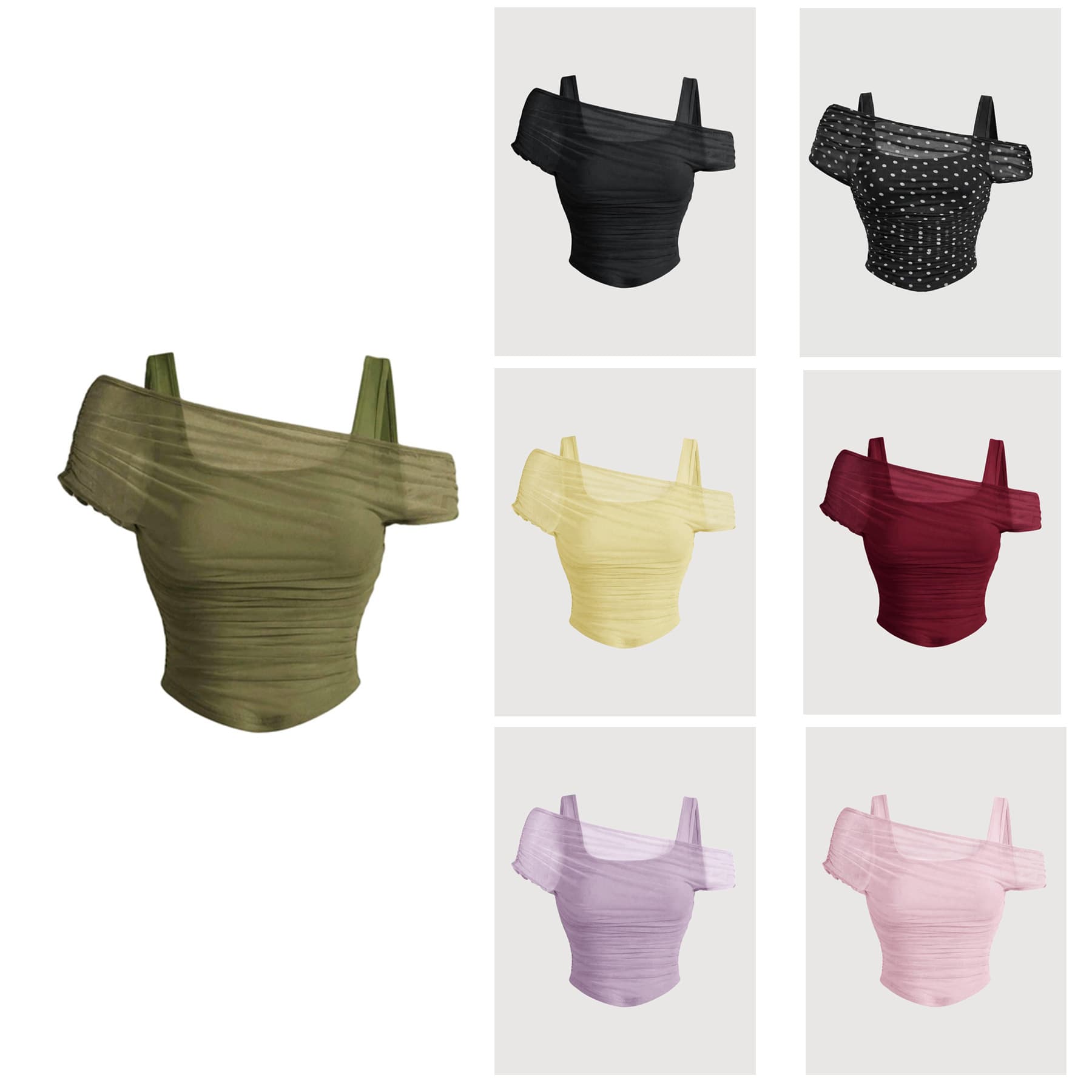 2026 Spring New Collection: Elegant and Alluring Tight-Fitting Mesh Pleated Short Date Pullover Camisole Top