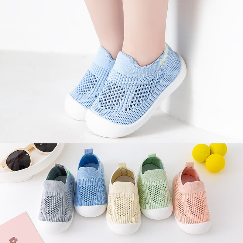 Spring and Summer Mesh Children's Solid Color Soft Sole Walking Shoes, Cute and Breathable Non-Slip Toddler Shoes for Outdoor Wear