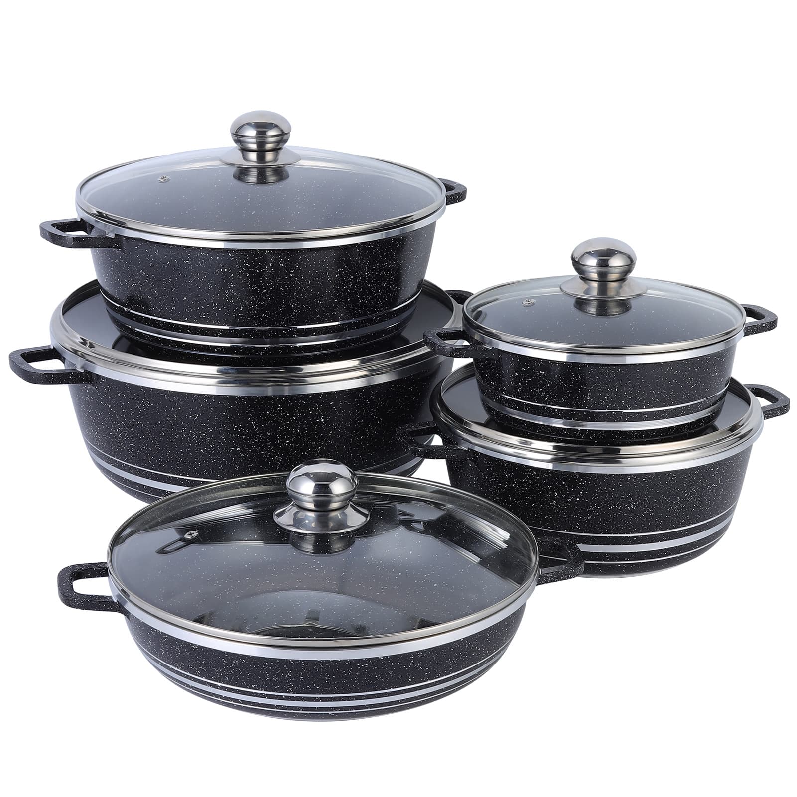 DONNR Elegant Non-Stick Cookware Set Home Use Wok Soup Pot Marble Stone Pot Energy-Gathering Flat Bottom Wok