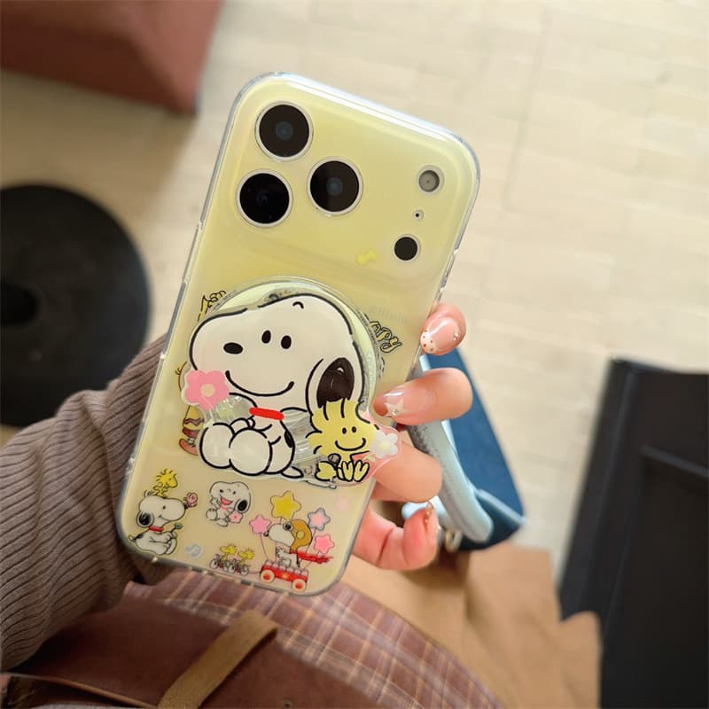 Japanese and Korean Cute Cartoon Snoopy 17 Pro Max Phone Case Compatible with iPhone 16 Pro Magnetic Double Layer 15 Pro