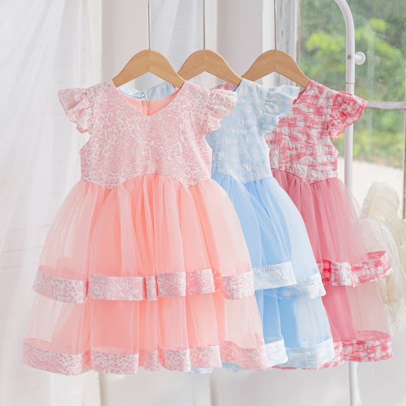 Cross-Border Children's Dress Girl Baby Birthday Party Princess Dress Flower Girl Wedding Dress Little Princess Performance Costume