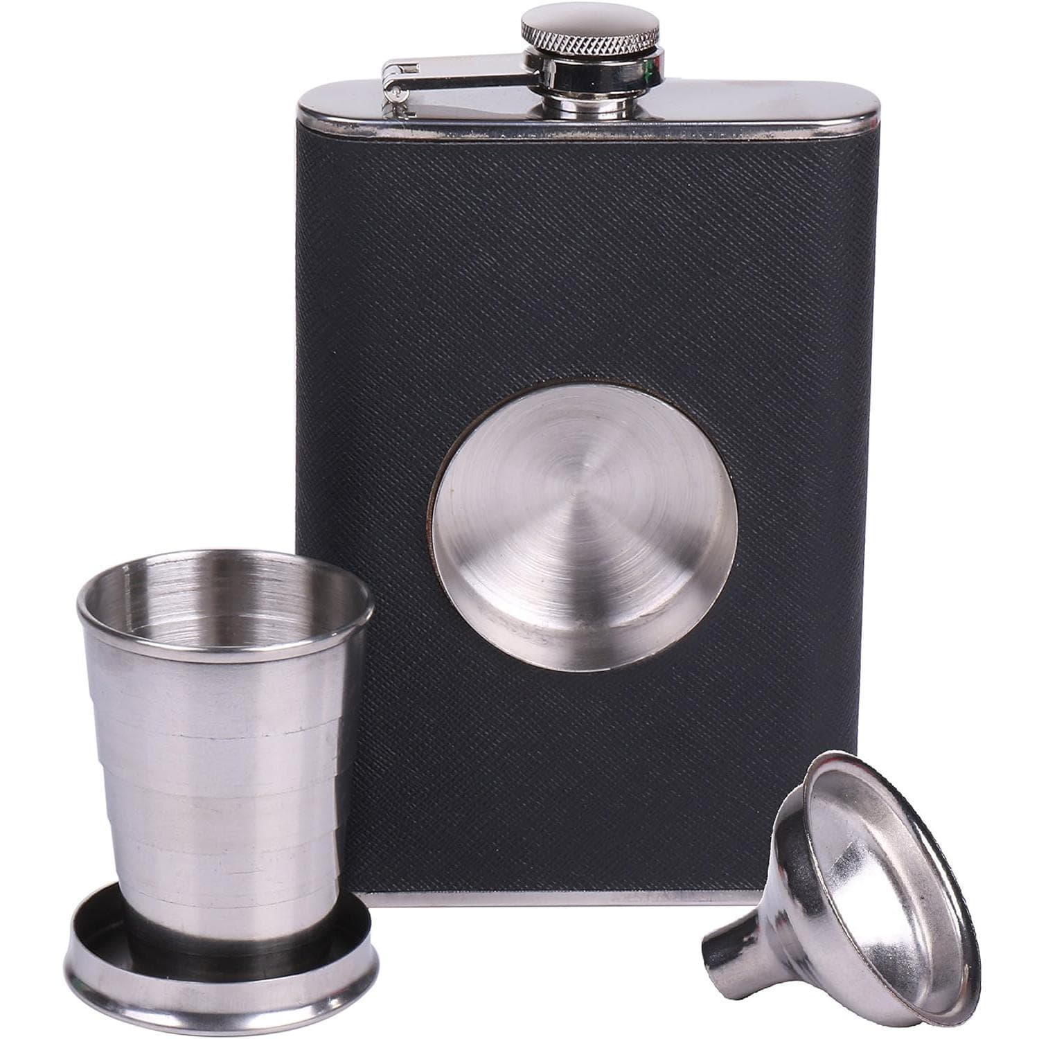 [Nian Yi] 240ml Folding Cup Flask, Cup and Flask 2-in-1, Stainless Steel 8oz Telescopic Cup, Liquor Funnel