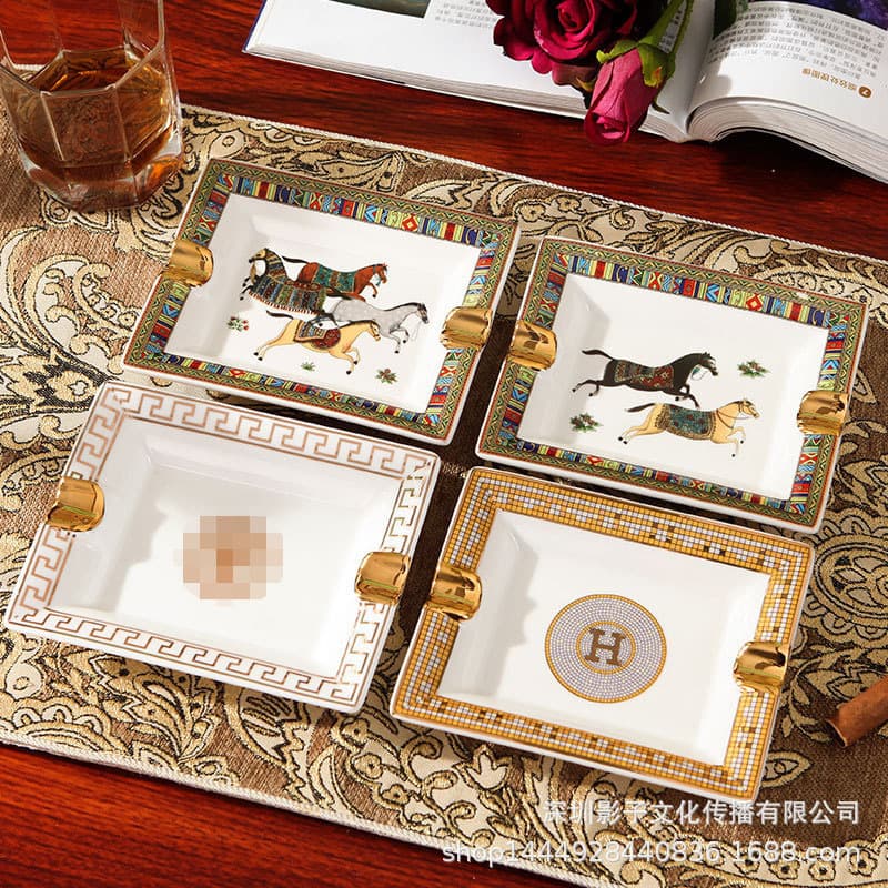 Cross-border European-style Vintage Ceramic Ashtray Fashion Creative Decorative Ornament Gift