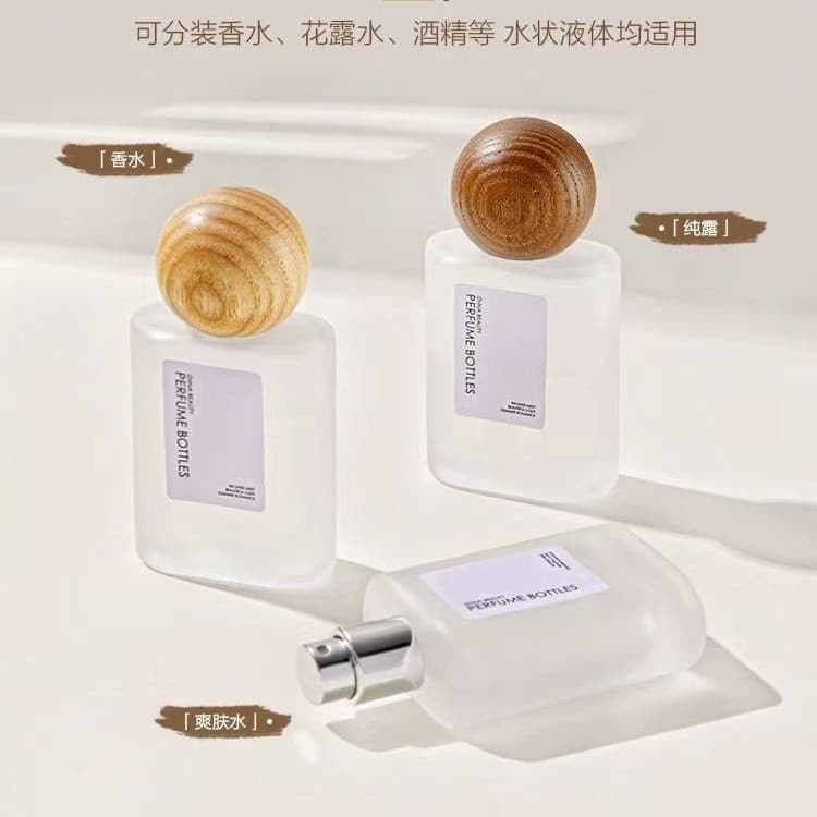 F087A-Walnut 30ml 50ML Premium Frosted Glass Spray Bottle High-End Perfume Refillable Bottle Empty
