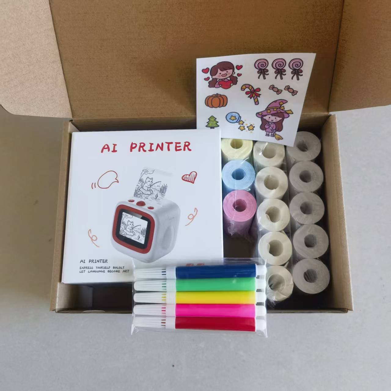 Factory direct sales AI voice dialogue printer mini inkless thermal error printer X25 thermal paper set