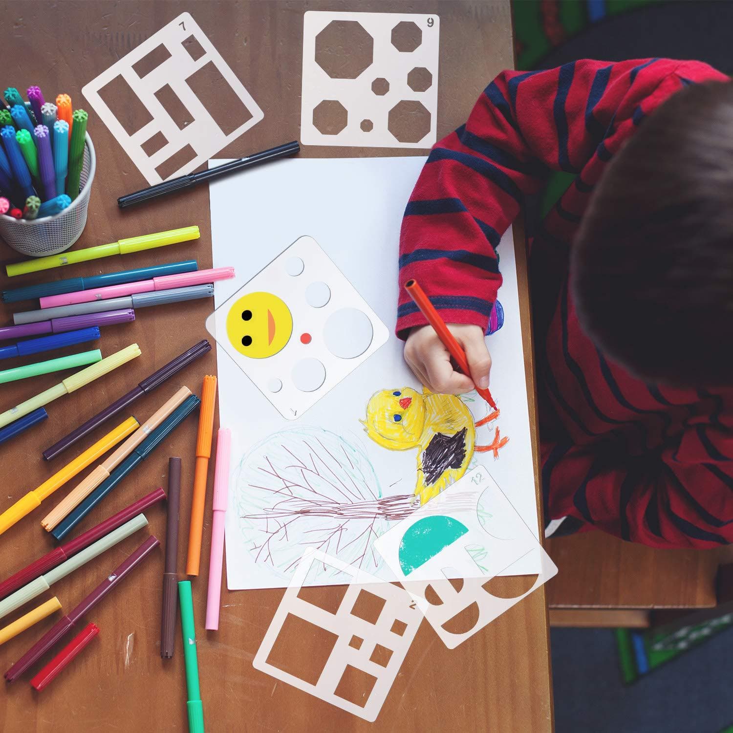 Children's drawing template basic shapes plastic drawing template geometric shapes reusable DIY painting