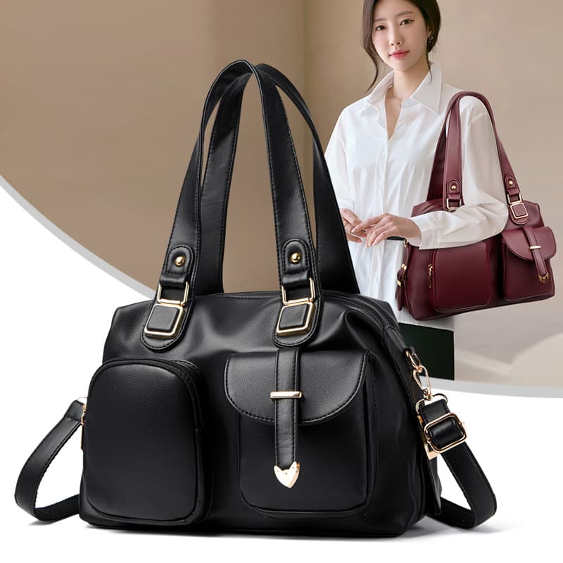 Middle-aged Women's Bag New Fashion Double Pocket Tote Bag Large Capacity Handheld Bag Mom Bag Popular Versatile Crossbody Bag