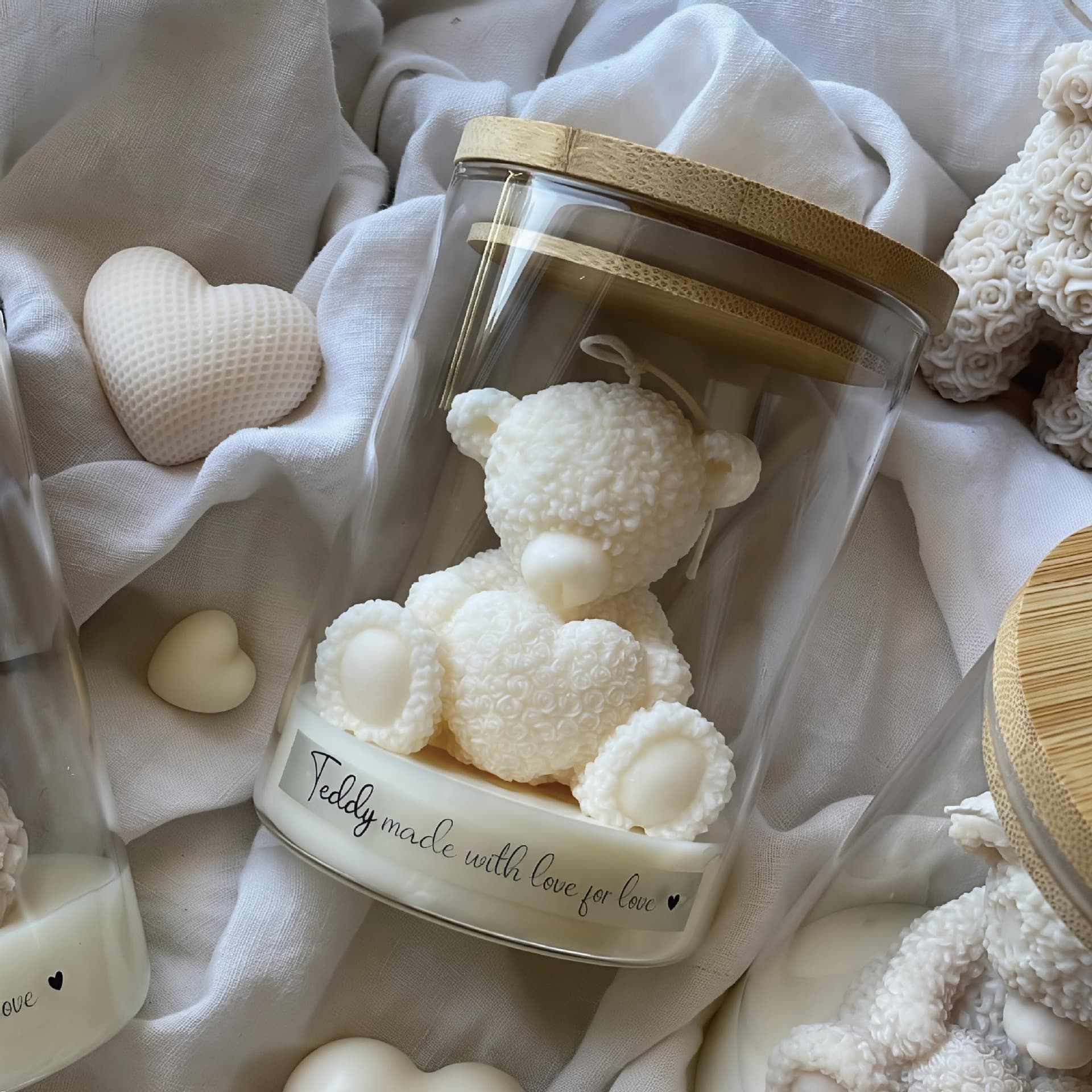 Valentine's Day Love Bear Glass Cup Wax Cross-Border Wholesale Cute Bear Scented Candle Ornaments Wedding Souvenirs