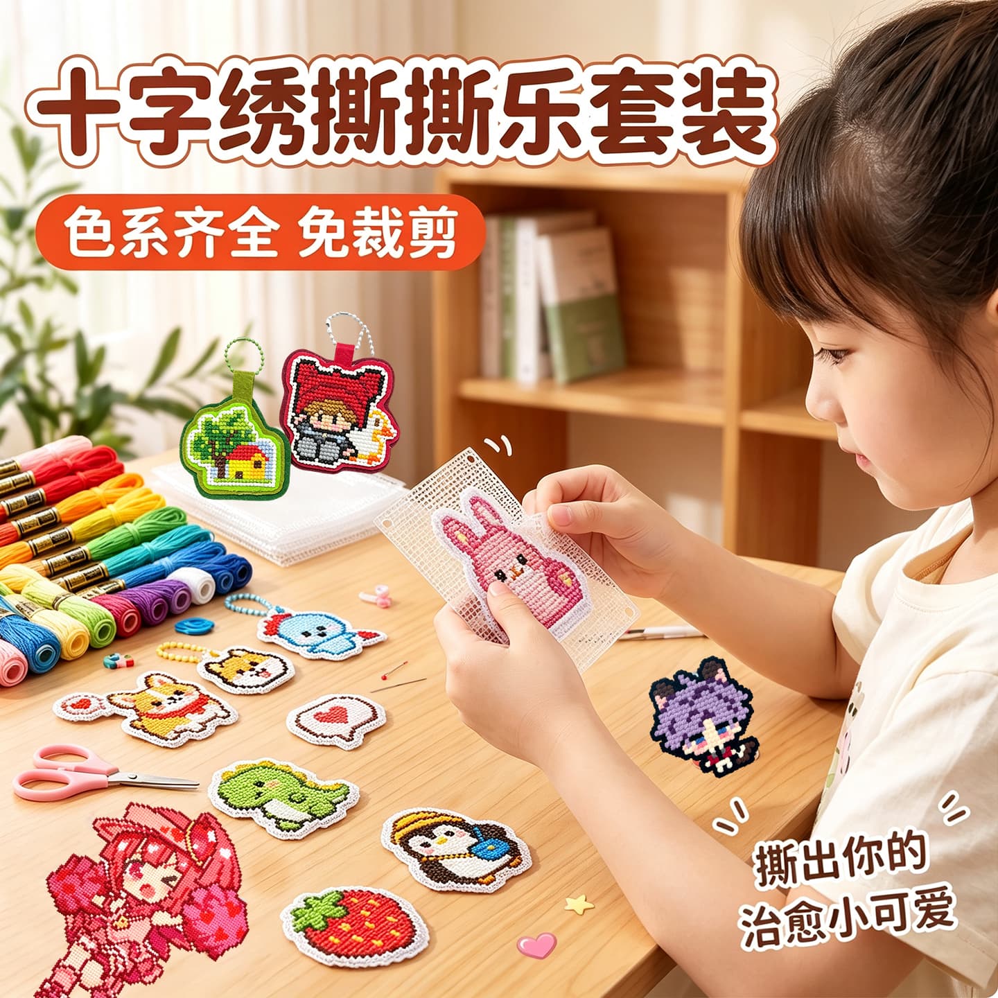 A new way to spell beans! Cross-stitch tear-off handmade diy material package colorful sewing kit set spelling beans embroidery