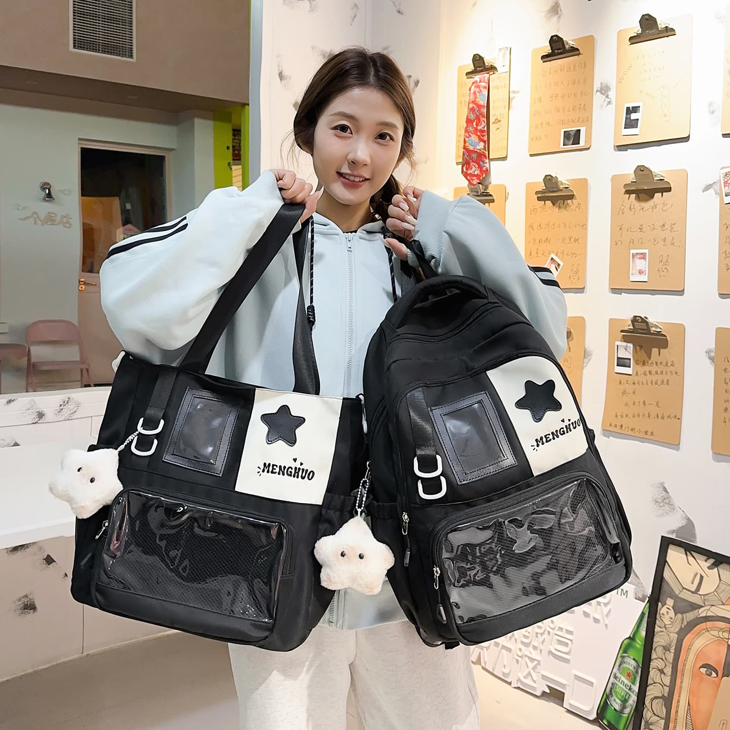 New Ins Korean Style Large-Capacity School Bag for Middle and High School Students, College-Style Backpack, Class and Tutoring Bag, Single-Shoulder Backpack