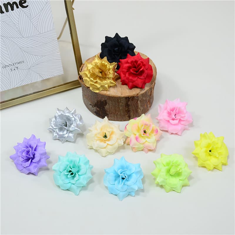 DIY Artificial Velvet Rose Flowers Silk Fake Flowers Wedding Decor Golden Horn Rose Flower Heads Opera Headpieces