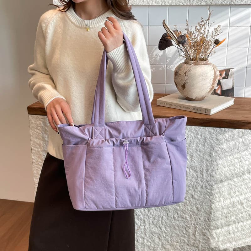 Japanese Korean Style Ins Padded Cotton Bag College Student Class Laptop Commuter Bag Work Canvas Single Shoulder Bag Large Capacity Tote Bag