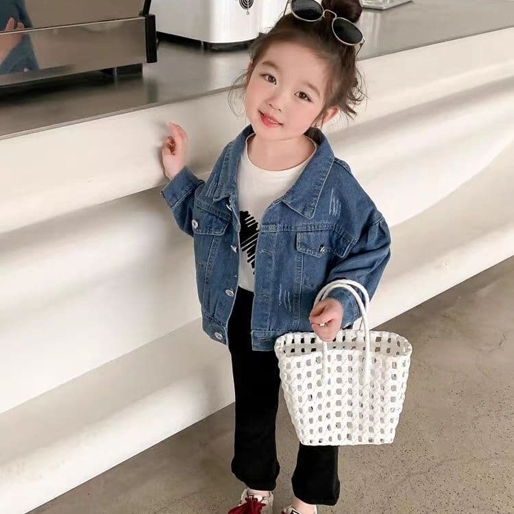 Girls' Coat 2025 New Children's Casual Top Small Short Sleeve Children's Wear Western Style Cardigan Baby Spring and Autumn