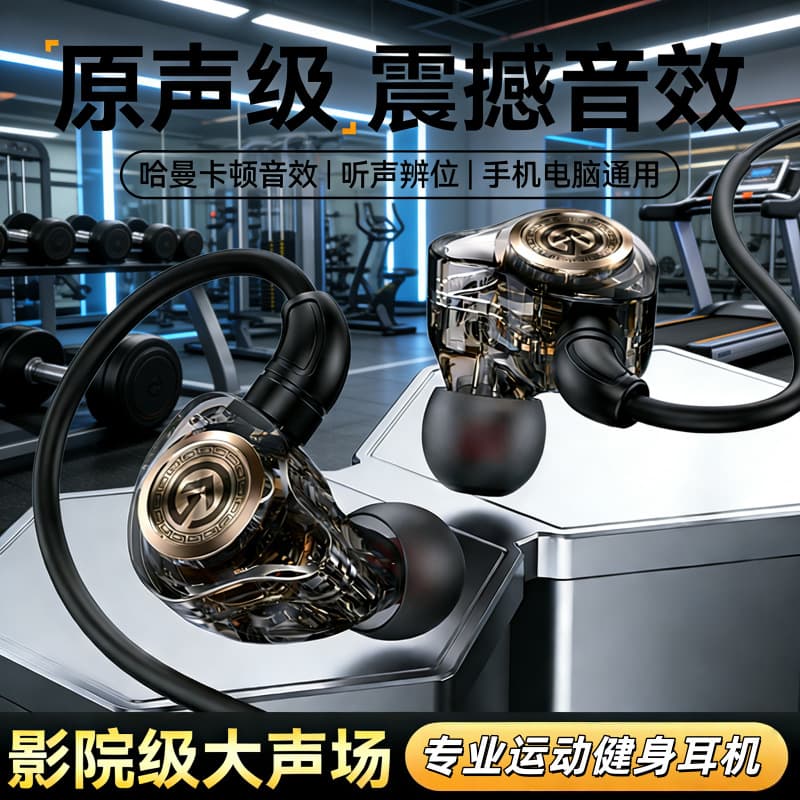 Metal Decorative Piece Premium Earphones Sports Ear-Hook Wired Earphones Type-C Digital Decoding Universal Earphones