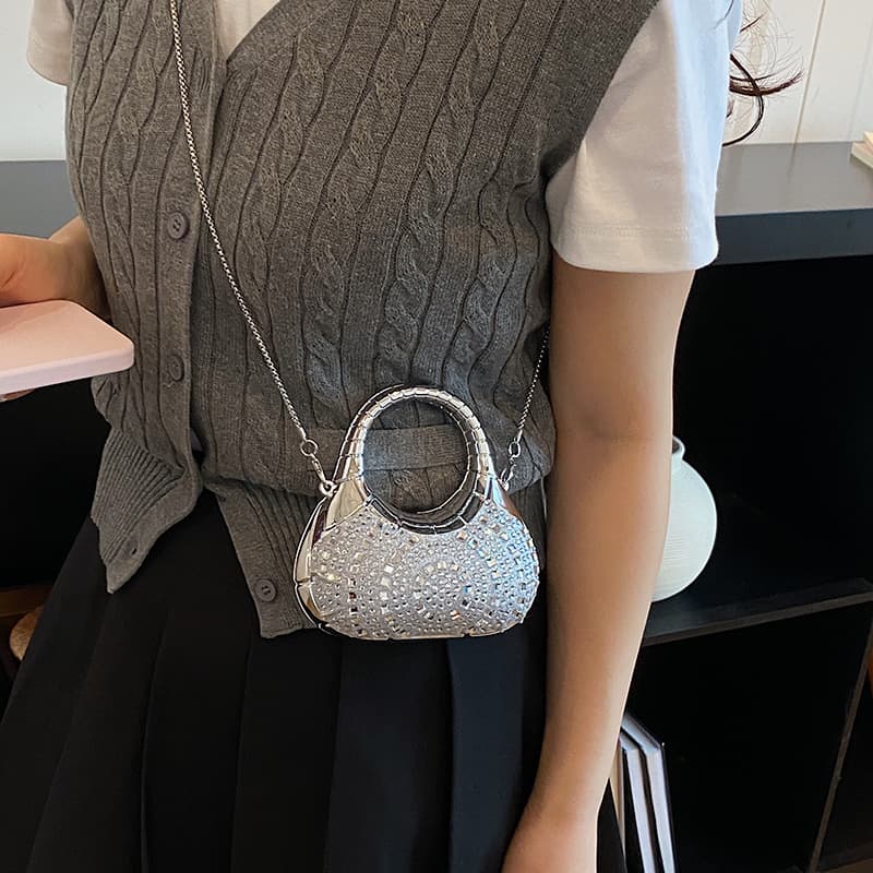 Mini Clutch Rhinestone Crossbody Bag 2026 New Style for Export, Embellished Shoulder Bag for Women