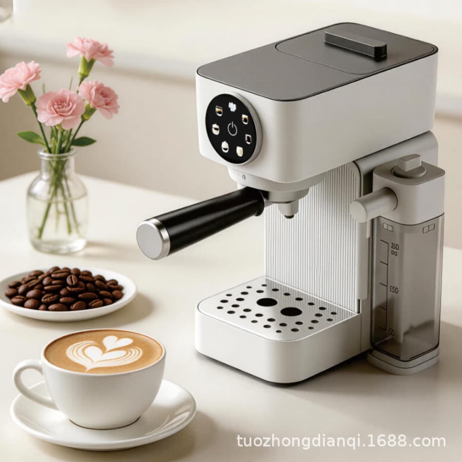 Cross-border Italian Espresso Electric Coffee Machine, Home High-Pressure Automatic Milk Frother, Smart Color Screen Semi-Automatic