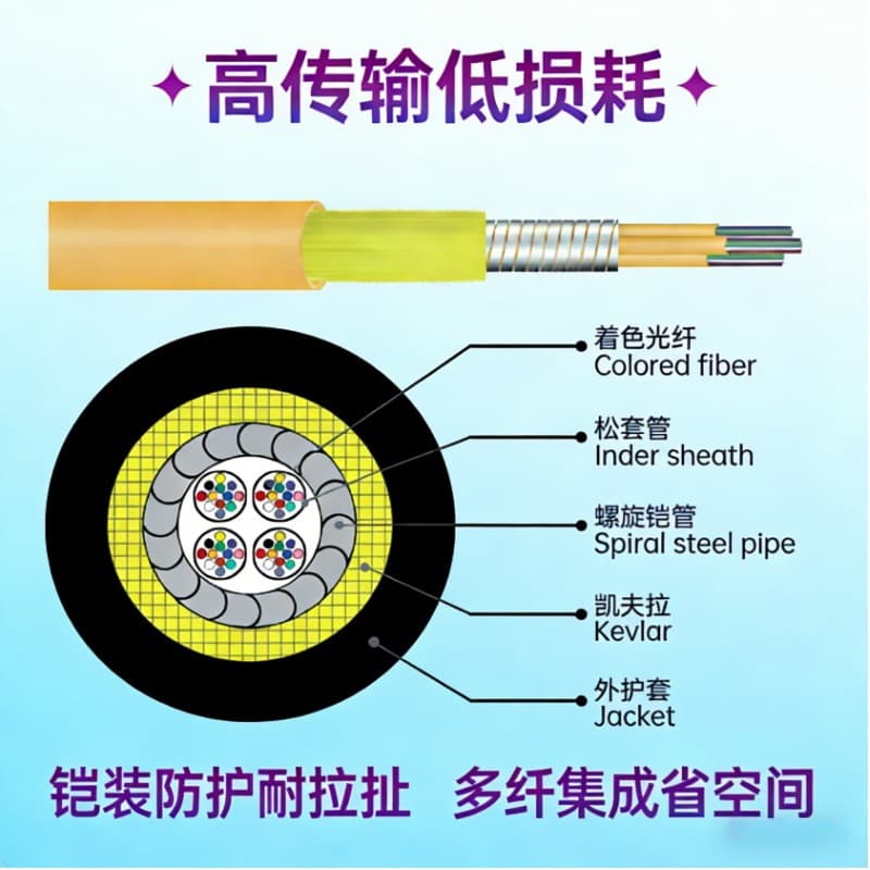 Factory Direct Multi-Core Mini Armored Optical Cable GJFXKV/H Bundle Soft Optical Cable Communication Engineering Fiber Optic Cable