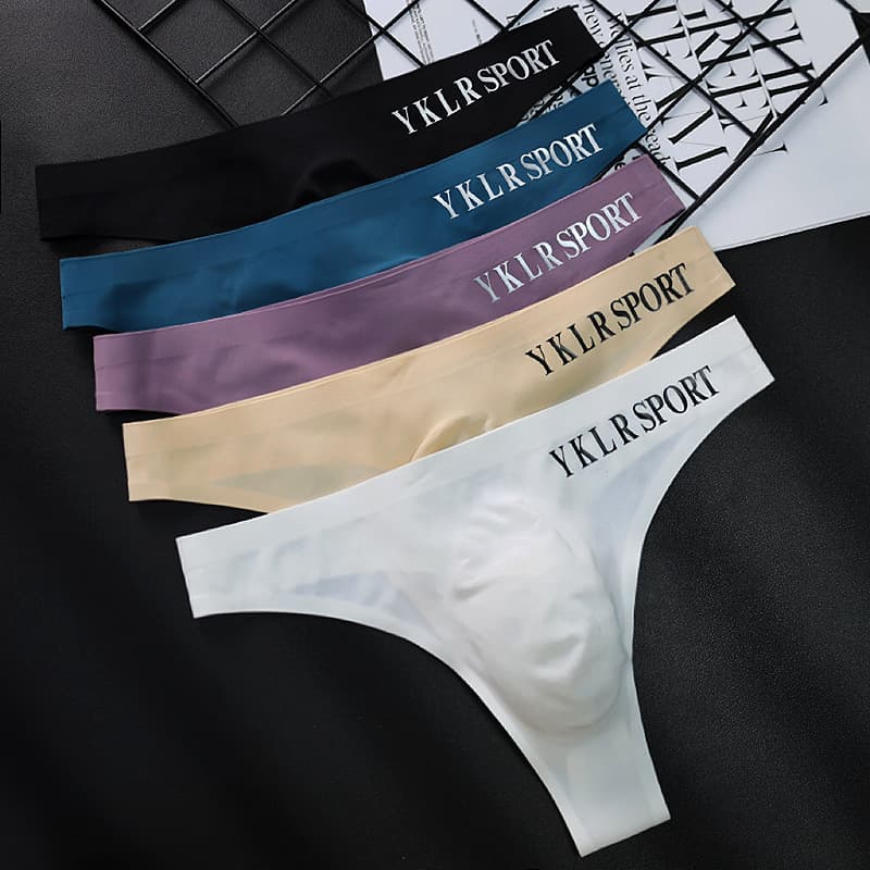 Export Men's Sexy Sports Fitness Pants Letter Thin Style Ice Silk Low-Rise Seamless Briefs Single Men's Underwear