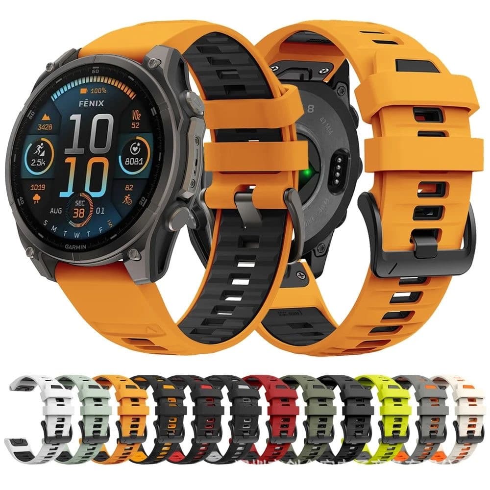 Compatible with Garmin Fenix 8 Official Style Band, Forerunner 8th Gen 43/47/51mm Quick-Release Silicone Strap