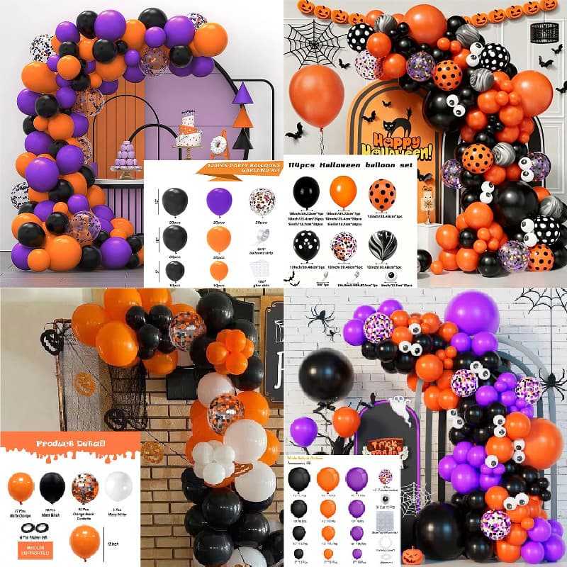 Cross-border Halloween balloon combination Halloween theme party layout latex balloon orange balloon set